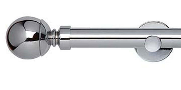 Hallis Neo Original 28mm Chrome Eyelet Curtain Pole Ball Finial Cylinder Bracket - Curtain Poles Emporium