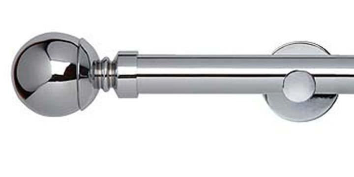 Hallis Neo Original 28mm Chrome Eyelet Curtain Pole Ball Finial Cylinder Bracket - Curtain Poles Emporium