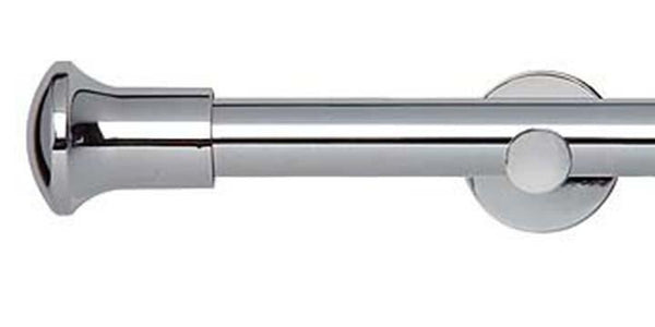 Hallis Neo Original 28mm Chrome Effect Eyelet Curtain Pole Trumpet Finial Cylinder Bracket - Curtain Poles Emporium