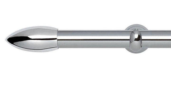 Hallis Neo Original 28mm Chrome Effect Eyelet Curtain Pole Bullet Finial Cup Bracket - Curtain Poles Emporium