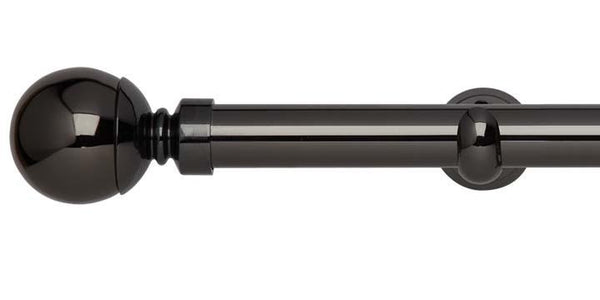 Hallis Neo Original 28mm Black Nickel Eyelet Curtain Pole Ball Finial Cup Bracket - Curtain Poles Emporium