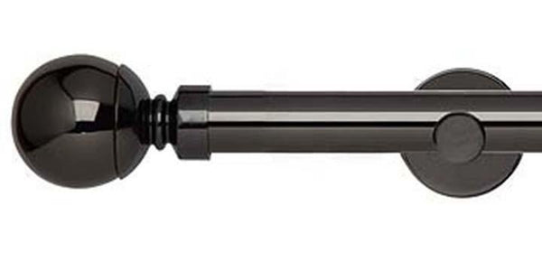 Hallis Neo Original 28mm Black Nickel Eyelet Curtain Pole Ball Finial Cylinder Bracket - Curtain Poles Emporium