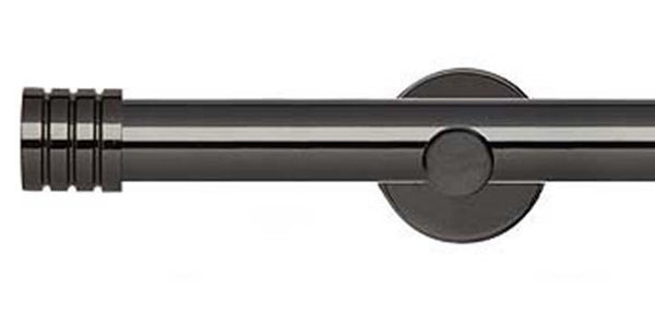 Hallis Neo Original 28mm Black Nickel Eyelet Curtain Pole Stud Finial Cylinder Bracket - Curtain Poles Emporium