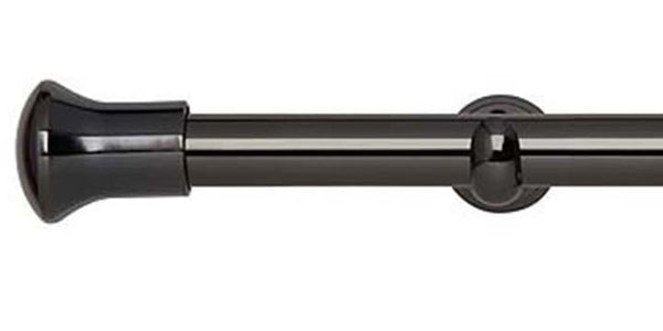 Hallis Neo Original 28mm Black Nickel Eyelet Curtain Pole Trumpet Finial Cup Bracket - Curtain Poles Emporium