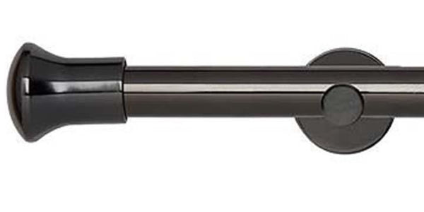 Hallis Neo Original 28mm Black Nickel Eyelet Curtain Pole Trumpet Finial Cylinder Bracket - Curtain Poles Emporium