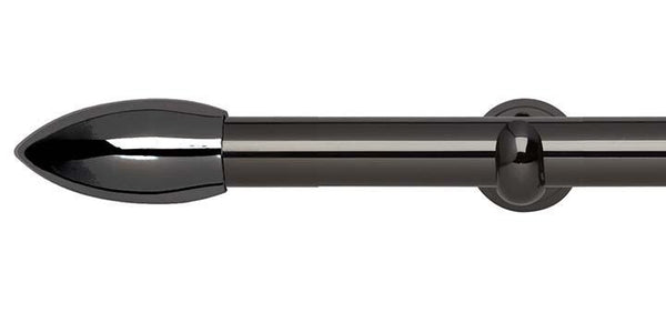 Hallis Neo Original 28mm Black Nickel Eyelet Curtain Pole Bullet Finial Cup Bracket - Curtain Poles Emporium