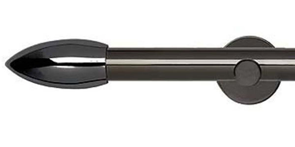 Hallis Neo Original 28mm Black Nickel Eyelet Curtain Pole Bullet Finial Cylinder Bracket - Curtain Poles Emporium