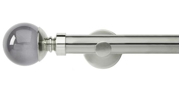 Hallis Neo Premium 28mm Stainless Steel Eyelet Curtain Pole Smoke Ball Finial Cylinder Bracket - Curtain Poles Emporium