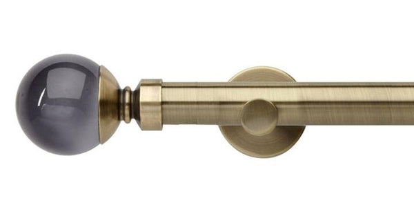 Hallis Neo Premium 28mm Spun Brass Eyelet Curtain Pole Smoke Ball Finial Cylinder Bracket - Curtain Poles Emporium