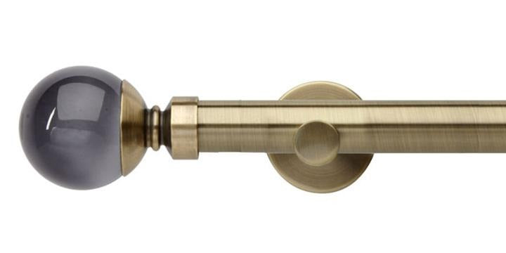 Hallis Neo Premium 28mm Spun Brass Eyelet Curtain Pole Smoke Ball Finial Cylinder Bracket - Curtain Poles Emporium