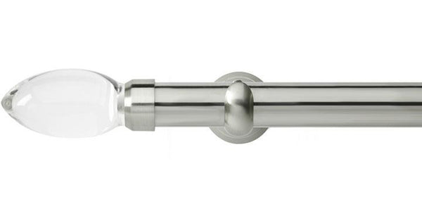Hallis Neo Premium 28mm Stainless Steel Eyelet Curtain Pole Clear Teardrop Finial Cup Bracket - Curtain Poles Emporium