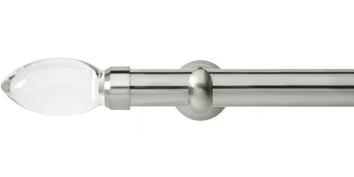 Hallis Neo Premium 28mm Stainless Steel Eyelet Curtain Pole Clear Teardrop Finial Cup Bracket - Curtain Poles Emporium