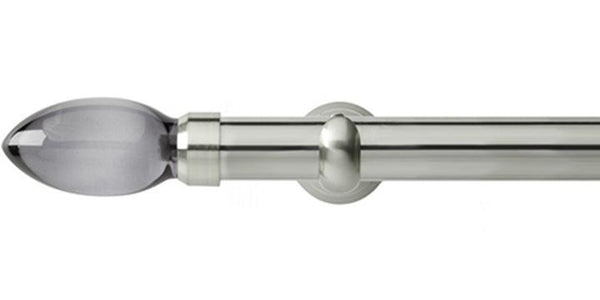 Hallis Neo Premium 28mm Stainless Steel Eyelet Curtain Pole Smoke Grey Teardrop Finial Cup Bracket - Curtain Poles Emporium