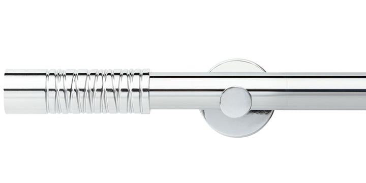 Hallis Neo Premium 28mm Chrome Eyelet Curtain Pole Barrel Finial Cylinder Bracket - Curtain Poles Emporium