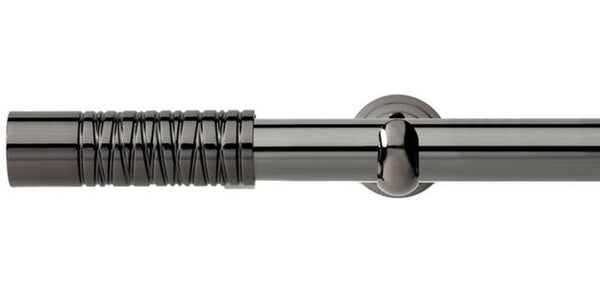 Hallis Neo Premium 28mm Black Nickel Eyelet Curtain Pole Barrel Finial Cup Bracket - Curtain Poles Emporium