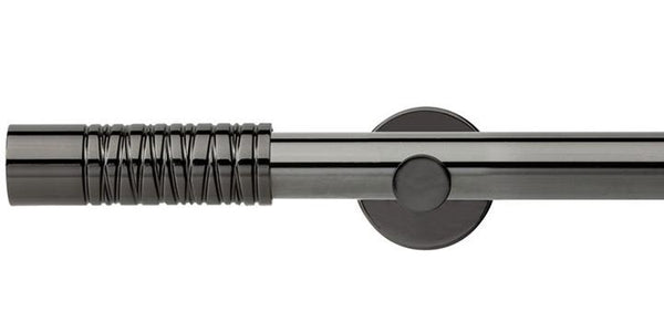 Hallis Neo Premium 28mm Black Nickel Eyelet Curtain Pole Barrel Finial Cylinder Bracket - Curtain Poles Emporium