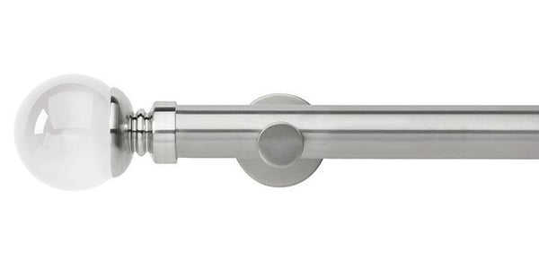 Hallis Neo Premium 35mm Stainless Steel Eyelet Curtain Pole Clear Ball Finial Cylinder Bracket - Curtain Poles Emporium