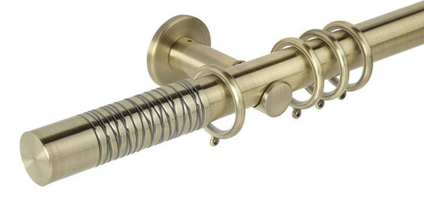 Hallis Neo Premium 35mm Spun Brass Curtain Pole Barrel Finial Cylinder Bracket - Curtain Poles Emporium