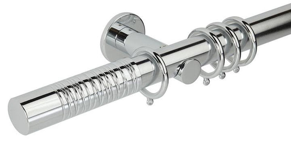 Hallis Neo Premium 35mm Chrome Curtain Pole Barrel Finial Cylinder Bracket - Curtain Poles Emporium