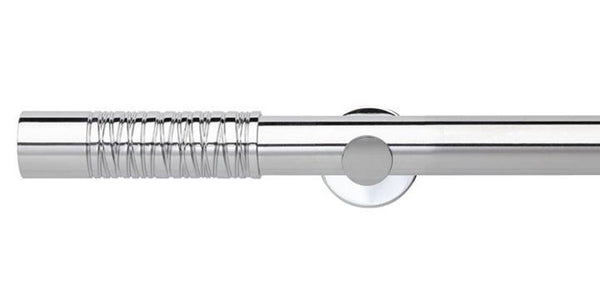Hallis Neo Premium 35mm Chrome Eyelet Curtain Pole Barrel Finial Cylinder Bracket - Curtain Poles Emporium