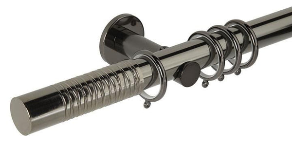 Hallis Neo Premium 35mm Black Nickel Curtain Pole Barrel Finial Cylinder Bracket - Curtain Poles Emporium
