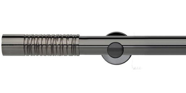 Hallis Neo Premium 35mm Black Nickel Eyelet Curtain Pole Barrel Finial Cylinder Bracket - Curtain Poles Emporium