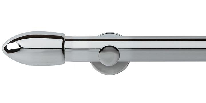 Hallis Neo Original 35mm Chrome Eyelet Curtain Pole Bullet Finial Cup Bracket - Curtain Poles Emporium