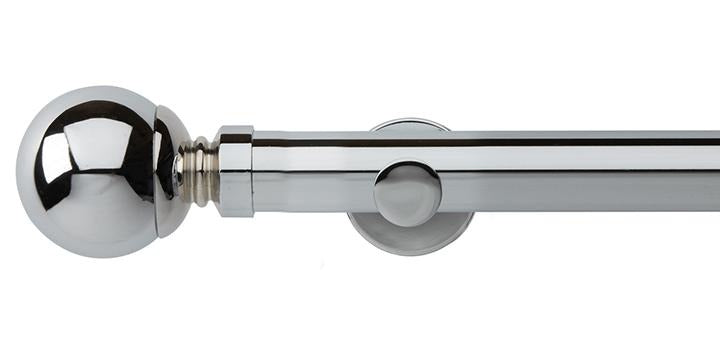 Hallis Neo Original 35mm Chrome Eyelet Curtain Pole Ball Finial Cup Bracket - Curtain Poles Emporium
