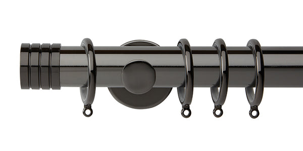 Hallis Neo Original 35mm Black Nickel Curtain Pole Stud Finial Cylinder Bracket - Curtain Poles Emporium