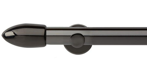 Hallis Neo Original 35mm Black Nickel Eyelet Curtain Pole Bullet Finial Cup Bracket - Curtain Poles Emporium