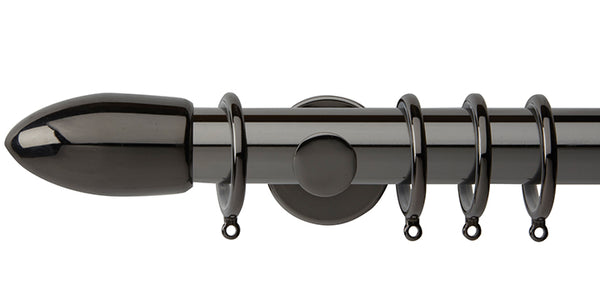 Hallis Neo Original 35mm Black Nickel Curtain Pole Bullet Finial Cylinder Bracket - Curtain Poles Emporium