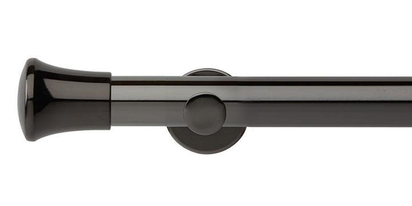 Hallis Neo Original 35mm Black Nickel Eyelet Curtain Pole Trumpet Finial Cup Bracket - Curtain Poles Emporium