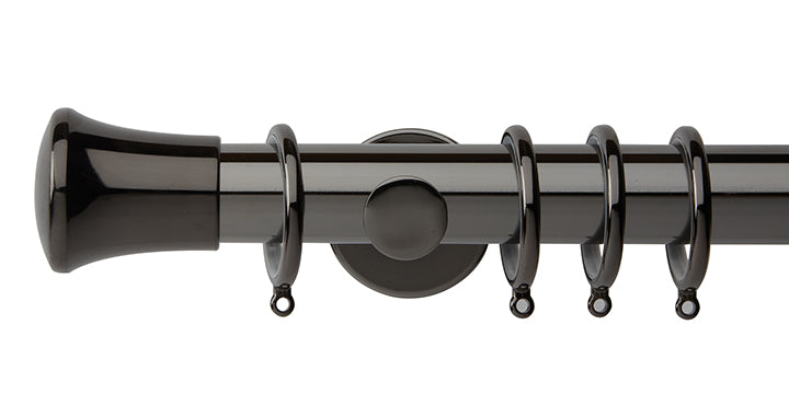 Hallis Neo Original 35mm Black Nickel Curtain Pole Trumpet Finial Cylinder Bracket - Curtain Poles Emporium