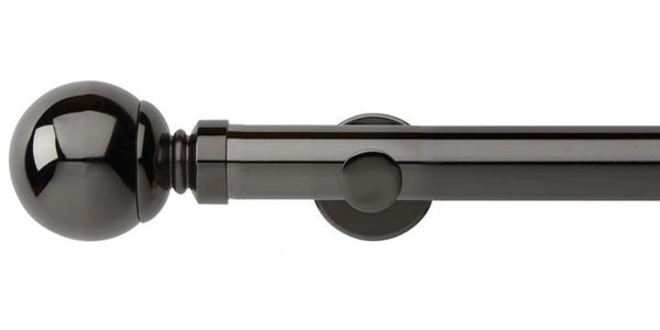 Hallis Neo Original 35mm Black Nickel Eyelet Curtain Pole Ball Finial Cup Bracket - Curtain Poles Emporium