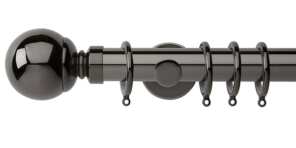 Hallis Neo Original 35mm Black Nickel Curtain Pole Ball Finial Cylinder Bracket - Curtain Poles Emporium