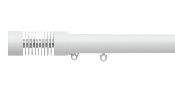 Silent Gliss Metropole 30mm White Hand Drawn Track Groove Cylinder Finial