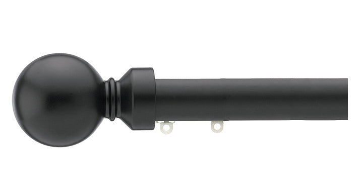 Silent Gliss Metropole 30mm Black hand drawn track with Ball Finial
