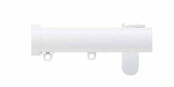 Silent Gliss Metropole 50mm White hand drawn pole with End Caps - Curtain Poles Emporium
