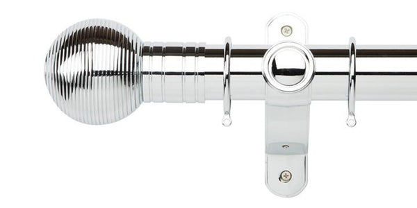 Galleria Metals 50mm Chrome Curtain Pole Ribbed Ball Finial