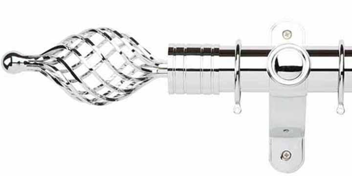 Galleria Metals 50mm Chrome Curtain Pole Twisted Cage Finial