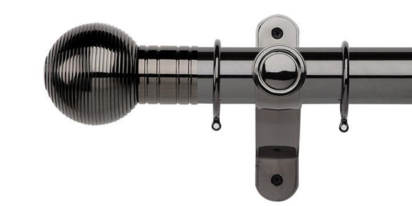 Galleria Metals 50mm Black Nickel Curtain Pole Ribbed Ball Finial
