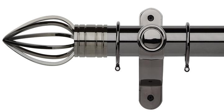 Galleria Metals 50mm Black Nickel Curtain Pole Caged Spear Finial