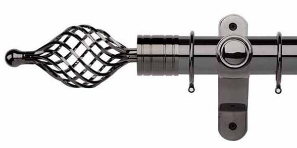 Galleria Metals 50mm Black Nickel Curtain Pole Twisted Cage Finial