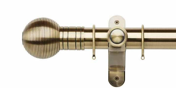 Galleria Metals 50mm Burnished Brass Curtain Pole Ribbed Ball Finial