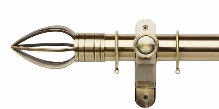 Galleria Metals 50mm Burnished Brass Curtain Pole Caged Spear Finial