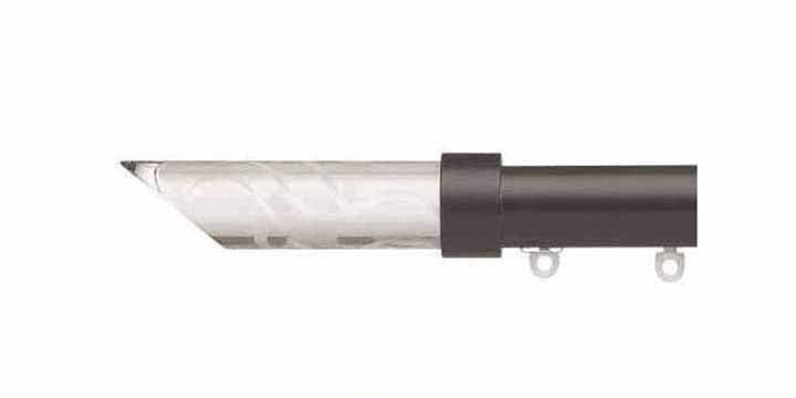 Silent Gliss Metropole 30mm Black hand drawn track Etched Shard Finial - Curtain Poles Emporium