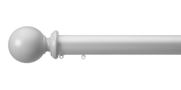 Silent Gliss Metropole 30mm Anodic Grey hand drawn track with Ball Finial
