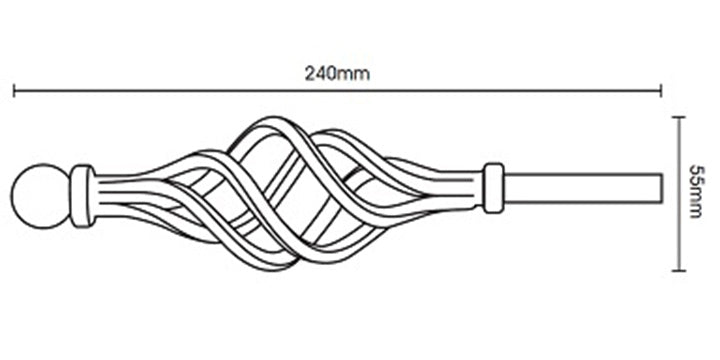 Hallis Hudson Artisan Black Wrought Iron 12mm Curtain Pole Cage Finial - Curtain Poles Emporium