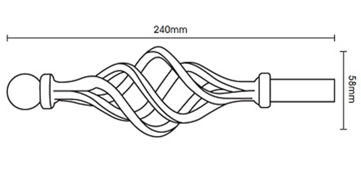 Hallis Hudson Artisan Black Wrought Iron 16mm Bay Curtain Pole Cage Finial - Curtain Poles Emporium