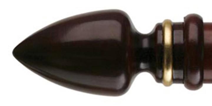 Byron & Byron 33mm Classic Wood Curtain Pole Mahogany Detailed Athena Finial - Curtain Poles Emporium